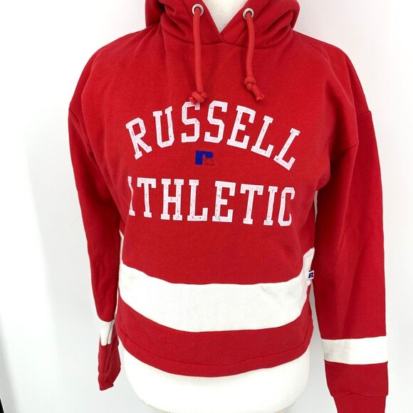 Russell Athletic Red Cropped Hoodie Size M NWT - Picture 1 of 12